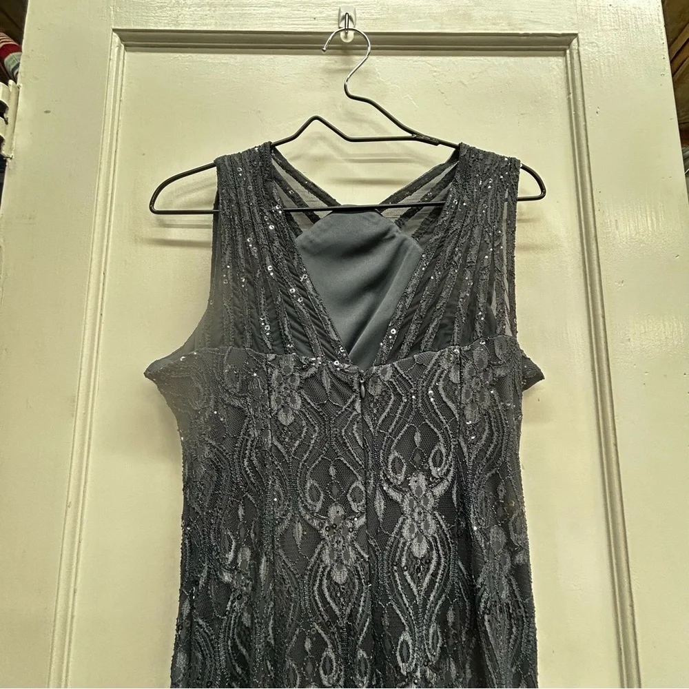 R&M Richards Gray Short Sleeve Wedding Dress - Picture 3 of 10